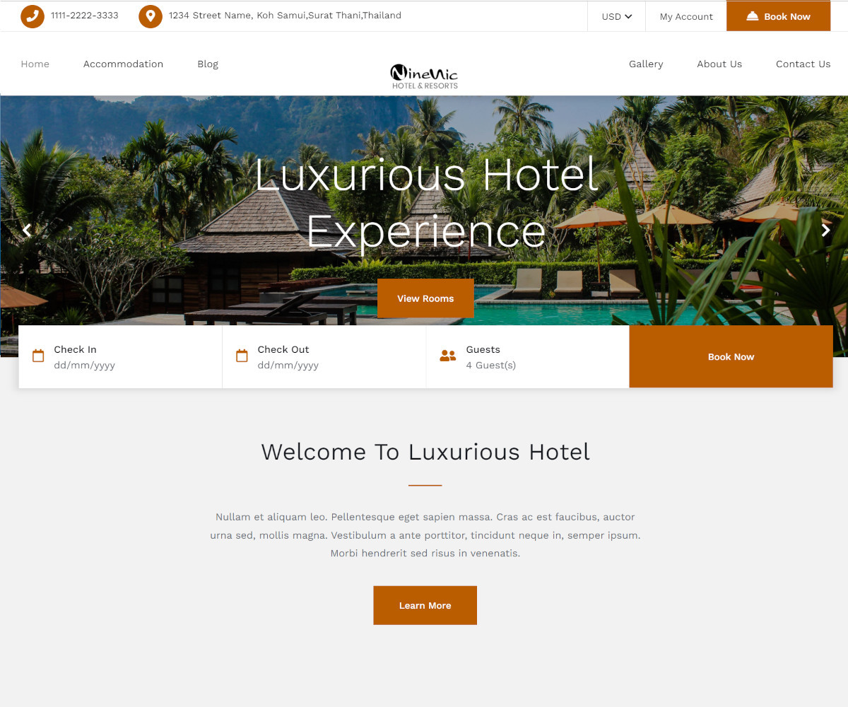 เว็บสำเร็จรูป ระบบจองที่พัก จองโรงแรม Hotel Booking มาพร้อมกับ Theme ที่สวยงาม