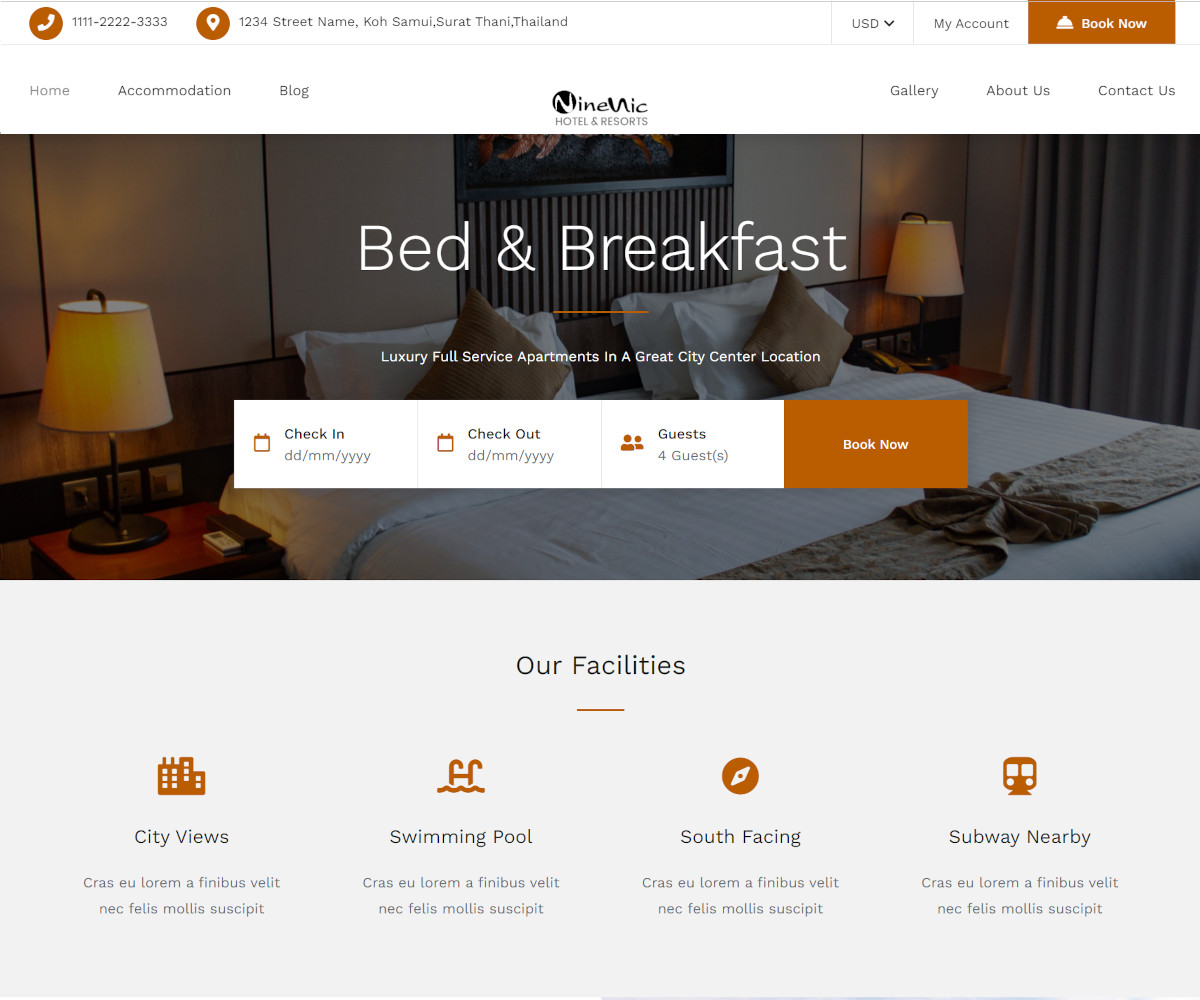 เว็บสำเร็จรูป ระบบจองที่พัก จองโรงแรม Hotel Booking มาพร้อมกับ Theme ที่สวยงาม