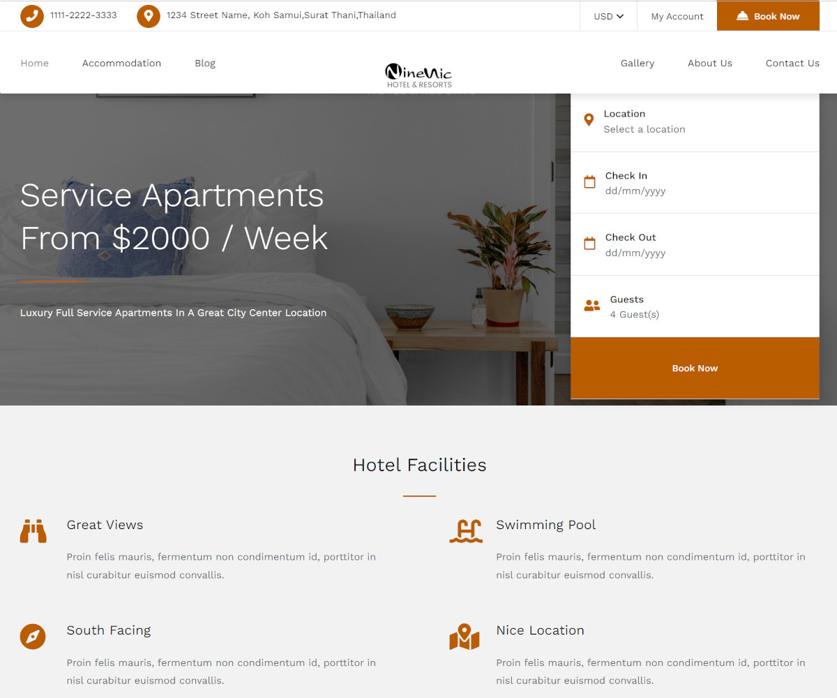 เว็บสำเร็จรูป ระบบจองที่พัก จองโรงแรม Hotel Booking มาพร้อมกับ Theme ที่สวยงาม