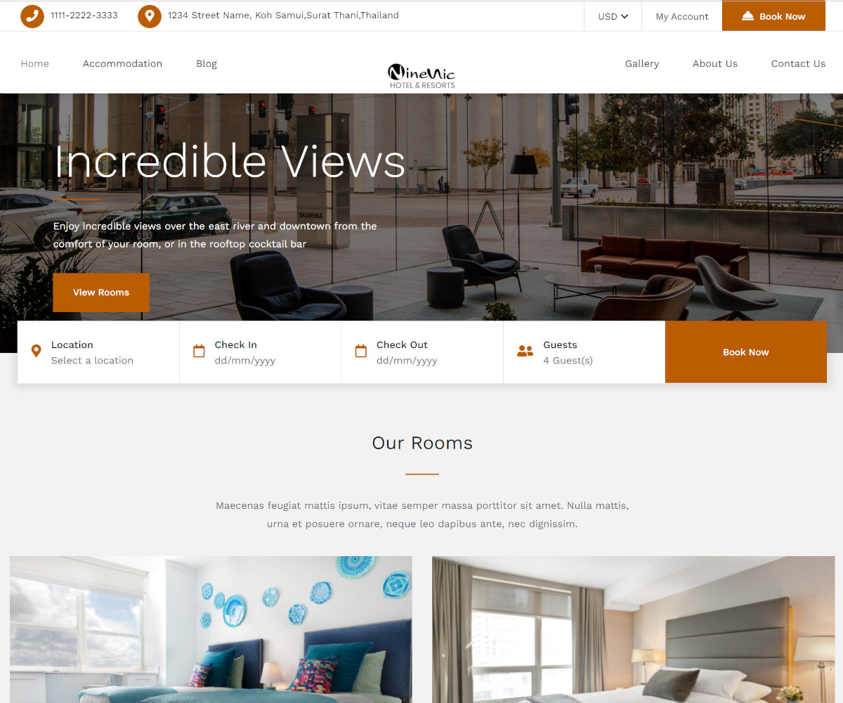 เว็บสำเร็จรูป ระบบจองที่พัก จองโรงแรม Hotel Booking มาพร้อมกับ Theme ที่สวยงาม