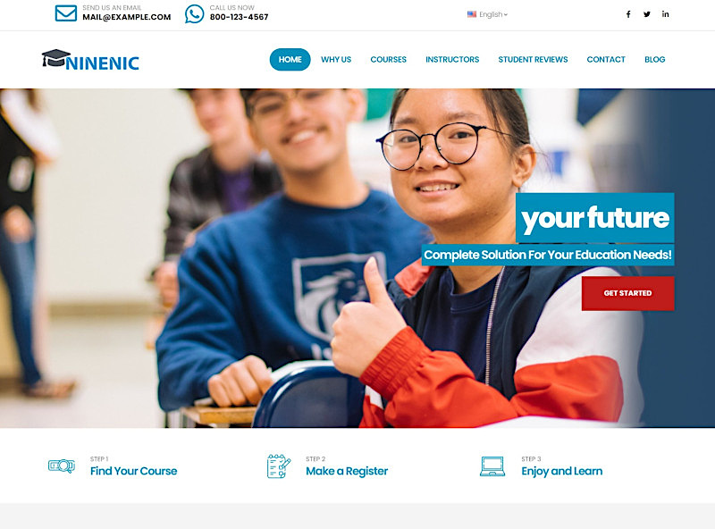 Demo education Theme - Business Wordpress Theme สำหรับเว็บไซต์โรงเรียน สถานศึกษา โดยเว็บไซต์สำเร็จรูป NineNic