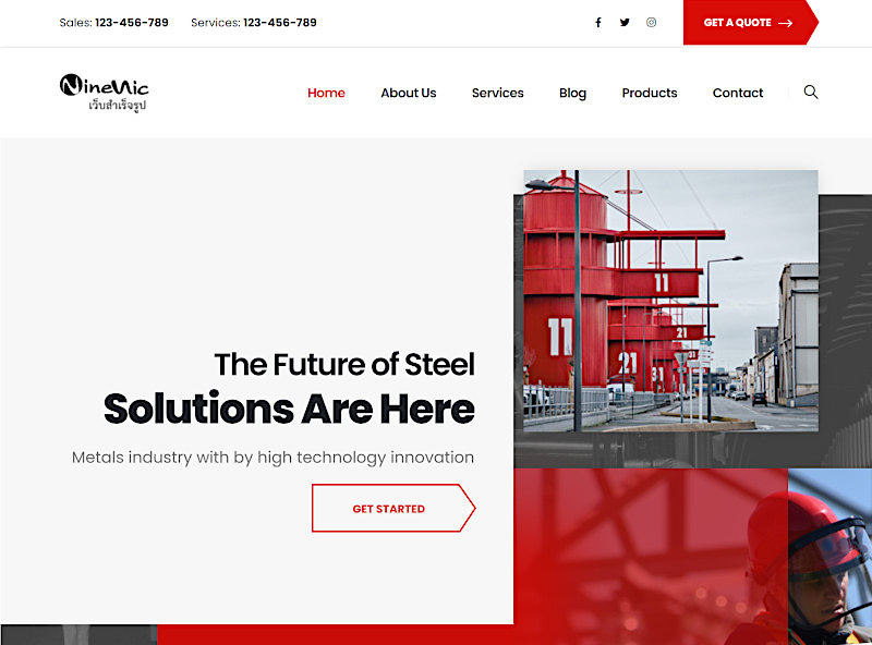 Demo Industrial,Factory Theme - แนะนำเว็บสำเร็จรูปธุรกิจ  Business Wordpress Theme สำหรับเว็บไซต์งานอุตสาหกรรม Industrial factory โดยเว็บไซต์สำเร็จรูป NineNic