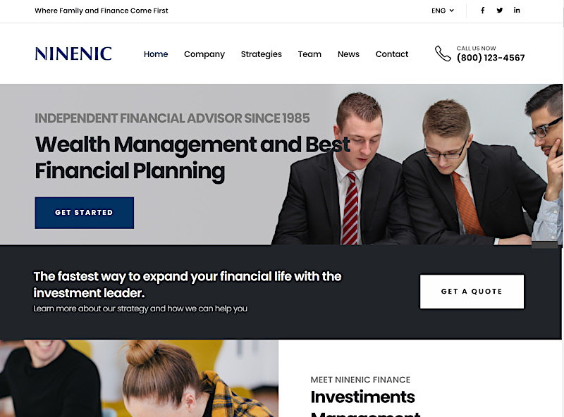 Demo Finance Theme - แนะนำเว็บสำเร็จรูปธุรกิจ Business Wordpress Theme สำหรับเว็บไซต์การเงิน Finance โดยเว็บไซต์สำเร็จรูป NineNic