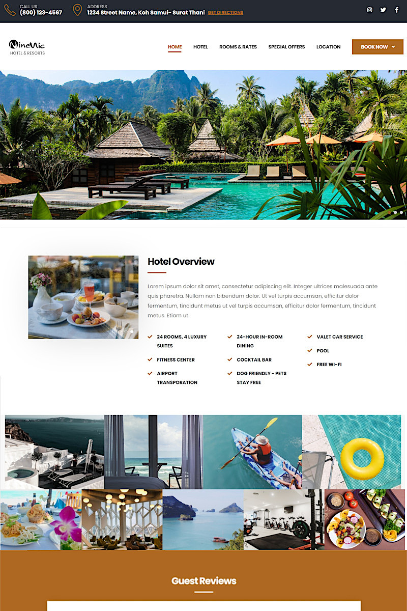 เว็บไซต์โรงแรม รีสอร์ท hotel resort - เว็บสำเร็จรูป Business Wordpress Theme พร้อม ธีม theme ยอดนิยม และ Template layouts มี Elements มากมายใช้งานง่ายเพียงลากและวาง (Drag and Drop)
