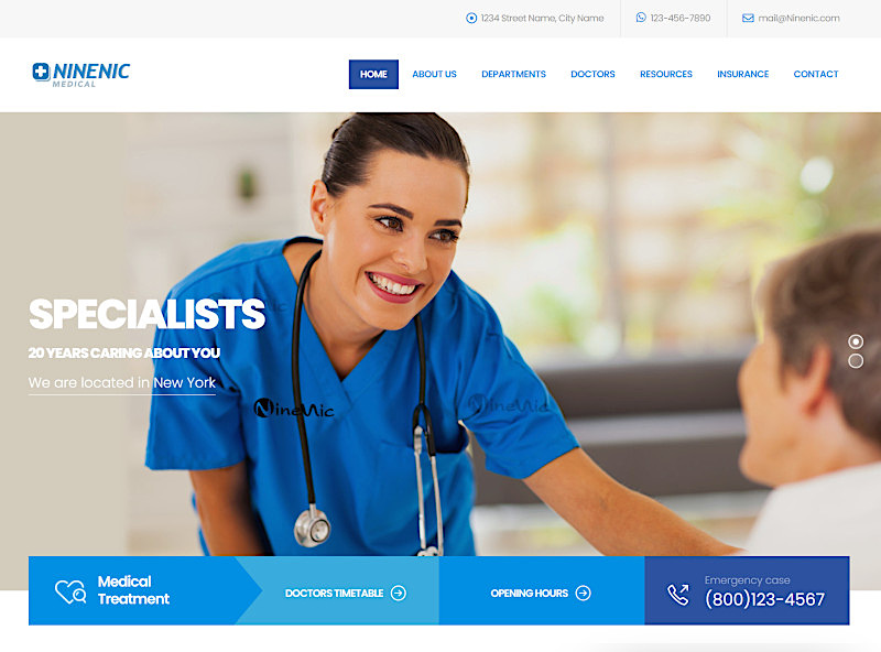 เว็บสำเร็จรูป ใช้งานง่ายเพียงลากและวาง Demo Theme - Medical Business Wordpress Theme โดยเว็บไซต์สำเร็จรูป NineNic