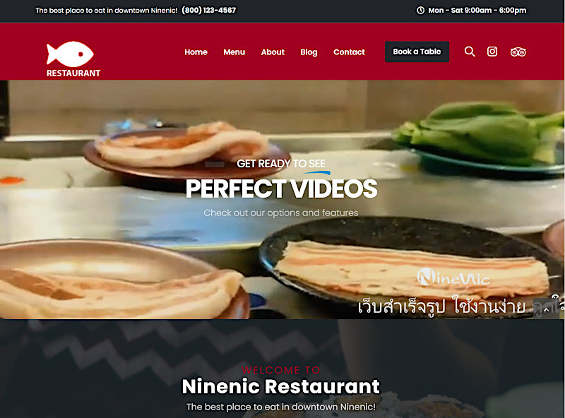 เว็บสำเร็จรูป ใช้งานง่ายเพียงลากและวาง Demo Theme - restaurant Business Wordpress Theme โดยเว็บไซต์สำเร็จรูป NineNic