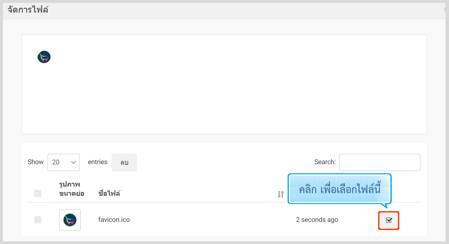 storefront page logo tab - อัพโหลด favicon