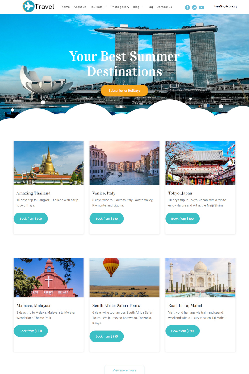  เว็บไซต์ท่องเที่ยว ทัวร์ Travel - เว็บสำเร็จรูป Business Wordpress Theme พร้อม ธีม theme ยอดนิยม และ Template layouts มี Elements มากมายใช้งานง่ายเพียงลากและวาง (Drag and Drop)